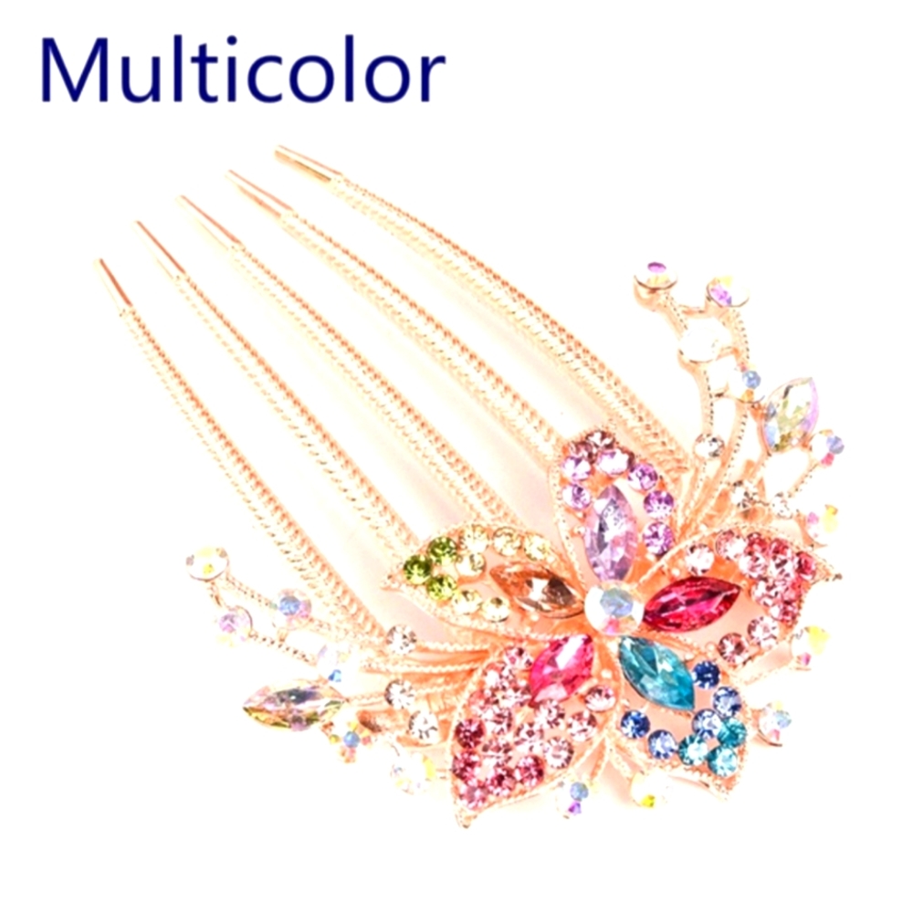 ⚘ Jeweled Hair Comb Austrian Crystal's Pastel Colored